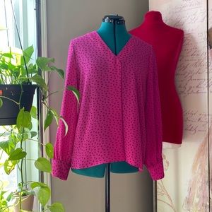Vince Camuto fuchsia print blouse Small